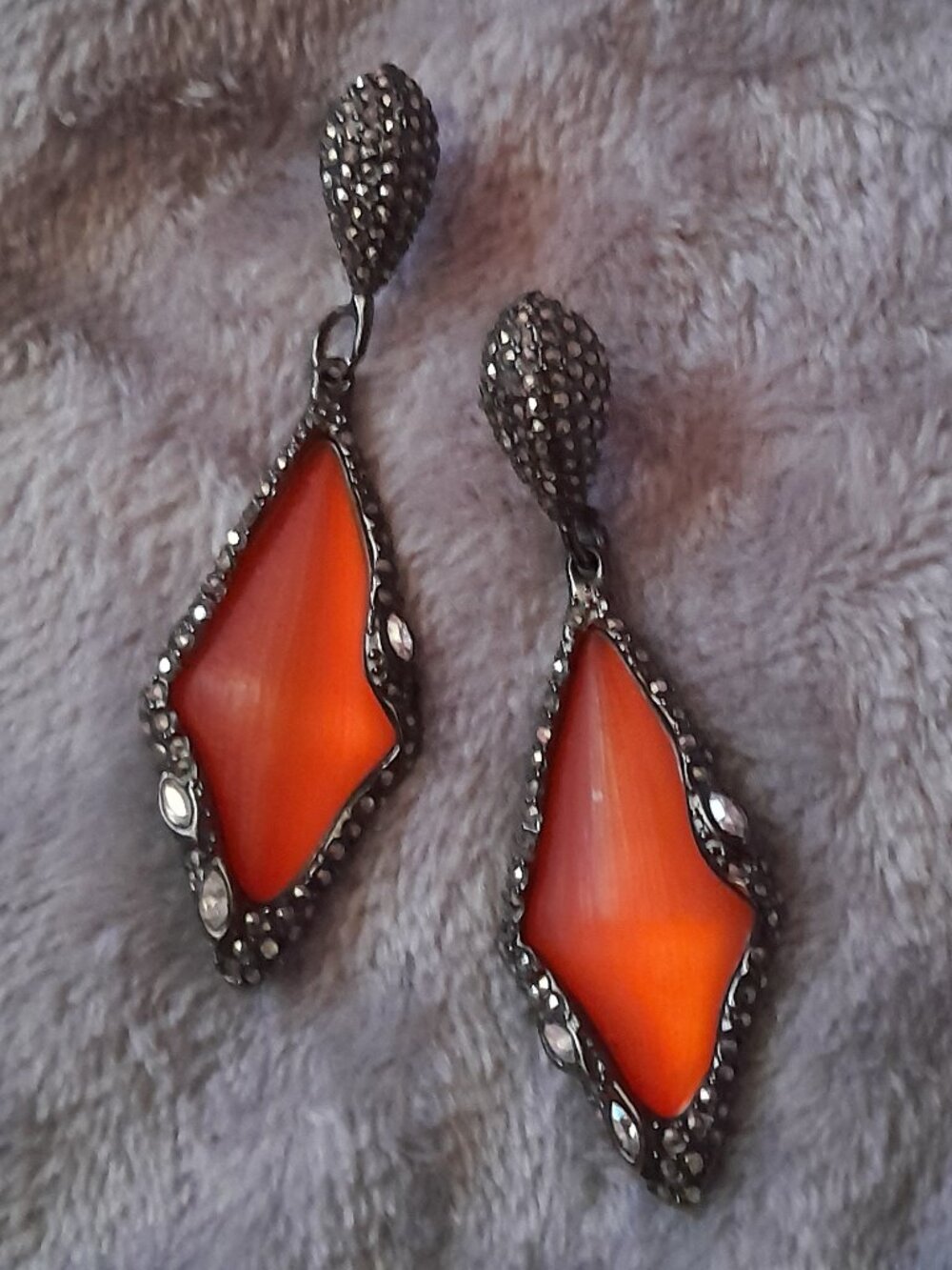 Alexis Bittar red lucite dangle earrings